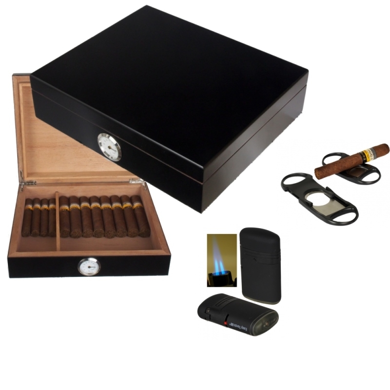 Artikelbild 1 des Artikels “Humidorset LA Black Edition Hygro 30 Inkl. Polymerbefeuchter “