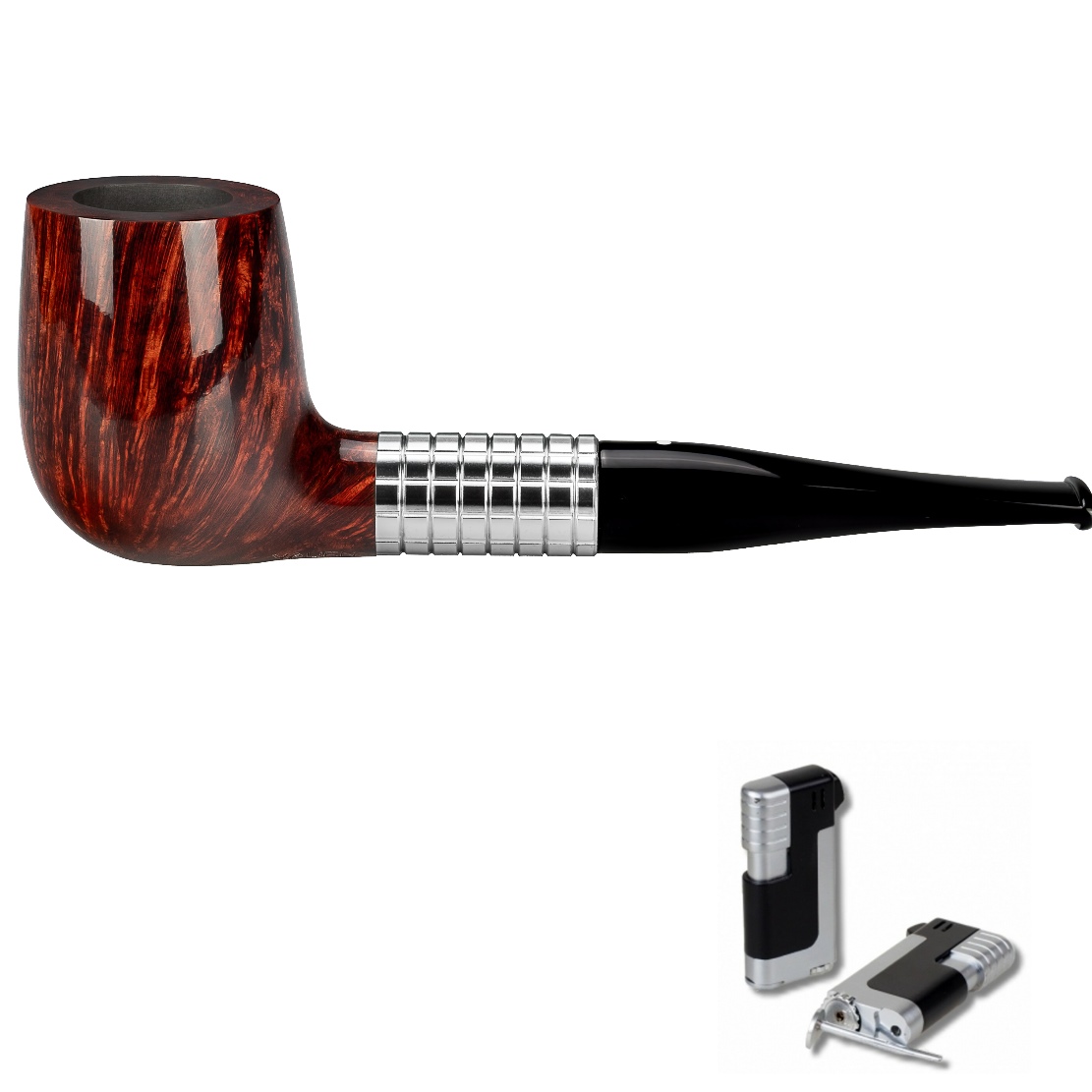 Artikelbild 1 des Artikels “Vauen Pfeife * Ferro 186 Weißpunktedition + Necuma Pfeifenfeuerzeug “