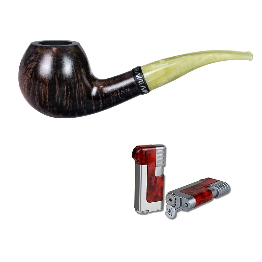 Artikelbild 1 des Artikels “Vauen Pfeife * Lindis 2244 + Necuma Pfeifenfeuerzeug “