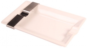 2er Zigarrenascher weiß Edelstahlablage 