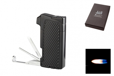 Winjet Pfeifenfeuerzeug schwarz mit Pfeifenbesteck 