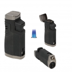 Angelo 4fach Jet-Cigarren-Feuerzeug mit Cigarrenablage und Cigarrenbohrer 