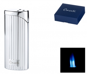 Caseti Paris Feuerzeug 3fach Jetflamme chrom gerifflelt 