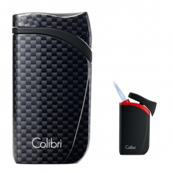 COLIBRI Zigarrenfeuerzeug Falcon II Jet Carbondesign schwarz Schrägflamme 