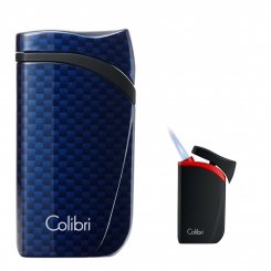 COLIBRI Zigarrenfeuerzeug Falcon II Jet Carbondesign blau Schrägflamme 