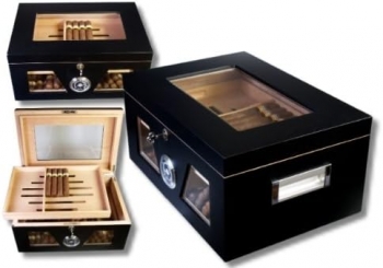 Black Wonderful Kristallglas Humidor V-1320 