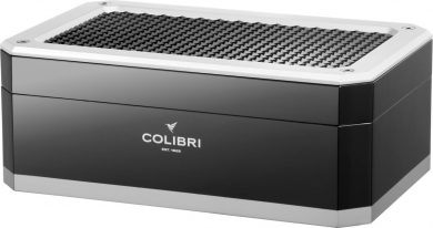 Colibri Rally Humidor * schwarz/silber Digitalhygrometer für 125 Zigarren 