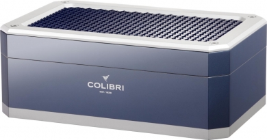 Colibri Rally Humidor * blau/silber Digitalhygrometer für 125 Zigarren 