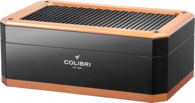 Colibri Rally Humidor * schwarz/gold Digitalhygrometer für 125 Zigarren 