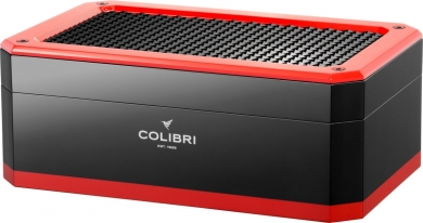 Colibri Rally Humidor * schwarz/rot Digitalhygrometer für 125 Zigarren 