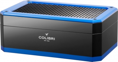 Colibri Rally Humidor * schwarz/blau Digitalhygrometer für 125 Zigarren 