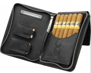 adorini Zigarrenetui Echtleder schwarz 