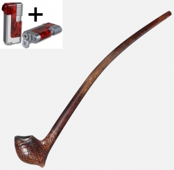 Vauen Lesepfeife Auenland Almar sandgestrahlt + Necuma Pfeifenfeuerzeug 