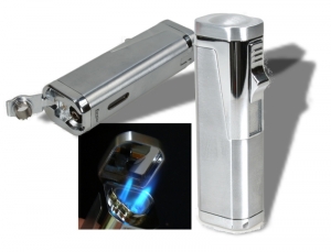 Zigarrenfeuerzeug Rio 3xLaser-Bohrer silber 