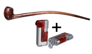 Austellungsstück Vauen Lesepfeife Auenland Eron sandgestrahlt + Winjet Pfeifenfeuerzeug 