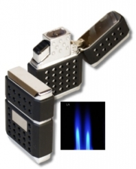 Tycoon Dots Doppel Jet Feuerzeug black 