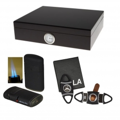 Germanus Humidor Geschenkset  Movella- Polymerbefeuchter, Cutter, Feuerzeug 