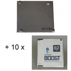 Necuma Halterung für 2 Wegebefeuchter + 10 Stück Integra 62% 8 Gramm 