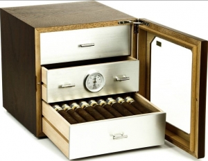 Adorini Humidor Chianti Walnuss-Alu medium deluxe V-1060 