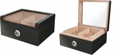 Humidor Smart Carbon Pianolack für 100 Zigarren 