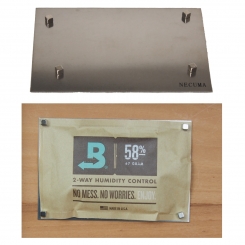 Necuma Halterung für 2 Wegebefeuchter + 1 Stück Boveda 58% 67 Gramm 