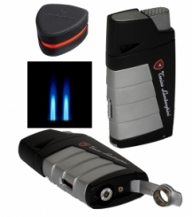 Tonino Lamborghini Zigarren-Feuerzeug Leandro chrom-schwarz 