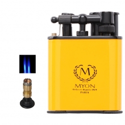 Zigarrenfeuerzeug MYON of Paris Racing Edition Gelb inkl. Zigarrenbohrer mit Schnappmechanik 