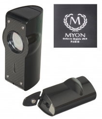 Myon Paris Zigarrenfeuerzeug Tischfeuerzeug 4-Jetflamm Sensor Bohrer Racing Edition black 