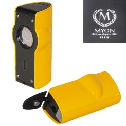 Myon Paris Zigarrenfeuerzeug Tischfeuerzeug 4-Jetflamm Sensor Bohrer Racing Edition gelb 