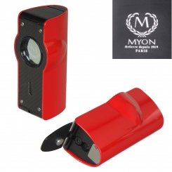 Myon Paris Zigarrenfeuerzeug Tischfeuerzeug 4-Jetflamm Sensor Bohrer Racing Edition Red 