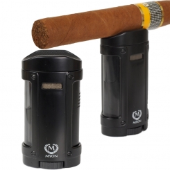 Myon Feuerzeug mit Zigarrenablage Quadro-Jet Black 