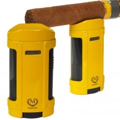 Myon Feuerzeug mit Zigarrenablage Quadro-Jet gelb 
