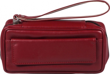 Vegan 2er Pfeifentasche mit mit Schlaufe und Vortasche bordeaux 