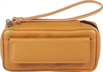 Vegan 2er Pfeifentasche mit mit Schlaufe und Vortasche oker 