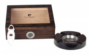 Ausstellungsstück Secunda Pierre Cardin Humidorset digital Pianolack-Ebenholzfinish 