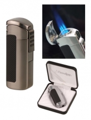 Passatore Zigarren Feuerzeug gun-satin 3fach Jetflamme mit Zigarrenbohrer 