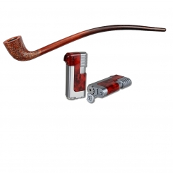 Vauen Lesepfeife Auenland  Berwin sandgestrahlt+ Necuma Pfeifenfeuerzeug 