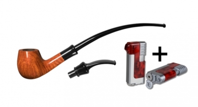 Vauen Lesepfeife * Nobile 161 Weißpunktedition + Necuma Pfeifenfeuerzeug 
