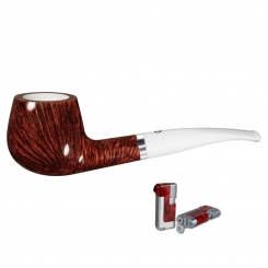 Vauen Pfeife Maris 740 Weißpunktedition + Necuma Pfeifenfeuerzeug 
