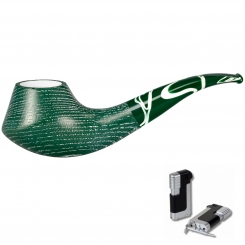 Vauen Pfeife * Lime colored 785 G Weißpunktedition + Necuma Pfeifenfeuerzeug 