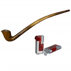 Vauen Lesepfeife Auenland Sungard sandgestrahlt+ Necuma Pfeifenfeuerzeug 