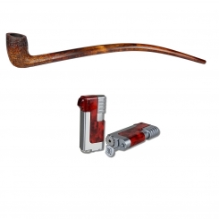 Vauen Lesepfeife Auenland Arondor sand + Necuma Pfeifenfeuerzeug 