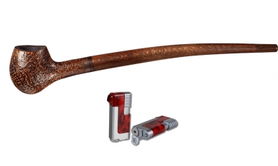 Vauen Lesepfeife Auenland Toman sandgestrahlt + Winjet Pfeifenfeuerzeug 