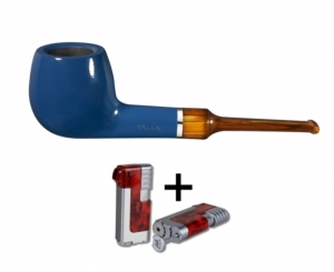 Vauen Pfeife AZZURRO 1566+ Necuma Pfeifenfeuerzeug 