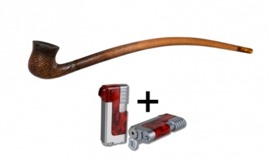 Vauen Lesepfeife * Auenland Balbor sandgestrahlt + Winjet Pfeifenfeuerzeug 