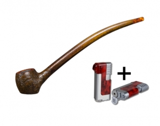 Vauen Lesepfeife * Auenland Siman sandgestrahlt  + Winjet Pfeifenfeuerzeug 
