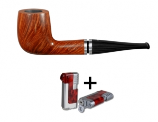 Vauen Pfeife Caletta glatt 133 Weißpunktedition gebürstet + Necuma Pfeifenfeuerzeug 