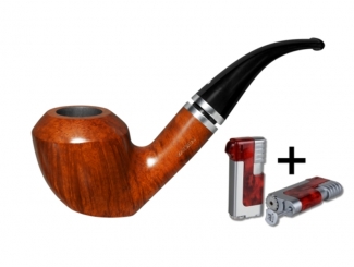 Vauen Pfeife Standpfeife Caletta glatt 135 Weißpunktedition gebürstet + Necuma Pfeifenfeuerzeug 