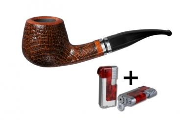 Vauen Pfeife Caletta sand 581 Weißpunktedition gebürstet + Necuma Pfeifenfeuerzeug 