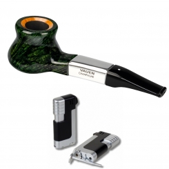 Vauen Designer Pfeife * Champagne 2 Weißpunktedition + Necuma Pfeifenfeuerzeug 
